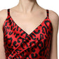Dolce & Gabbana Red Leopard Print Silk Side Slit Maxi Dress