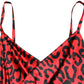 Dolce & Gabbana Red Leopard Print Silk Side Slit Maxi Dress