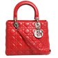 Christian Dior Red Cannage Lambskin Leather Lady Dior Bag
