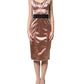 Dolce & Gabbana Pink Satin Sweetheart Sheath Corset Midi Dress