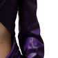 Dolce & Gabbana Metallic Purple Long Sleeve Cut-Out Mini Dress