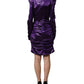 Dolce & Gabbana Metallic Purple Long Sleeve Cut-Out Mini Dress