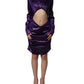 Dolce & Gabbana Metallic Purple Long Sleeve Cut-Out Mini Dress