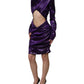 Dolce & Gabbana Metallic Purple Long Sleeve Cut-Out Mini Dress