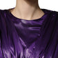 Dolce & Gabbana Metallic Purple Long Sleeve Cut-Out Mini Dress