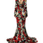 Dolce & Gabbana Black Floral Silk Long Sleeves Gown Dress