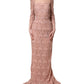 Dolce & Gabbana Pink Lace Long-Sleeved Evening Gown Dress