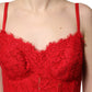 Dolce & Gabbana Red Corset Lace Bodice Draped Long Gown Dress