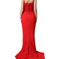 Dolce & Gabbana Red Corset Lace Bodice Draped Long Gown Dress