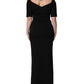 Dolce & Gabbana Black Silk Button Bodice Sheath Maxi Dress