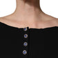 Dolce & Gabbana Black Silk Button Bodice Sheath Maxi Dress
