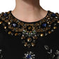 Dolce & Gabbana Black Sleeveless Floral Bead Embellishments Dress