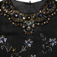 Dolce & Gabbana Black Sleeveless Floral Bead Embellishments Dress