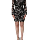 MSGM Black White Long Sleeve Printed Mini Dress