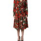 Dolce & Gabbana Multicolor Floral Long Sleeves V-neck Dress
