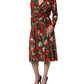 Dolce & Gabbana Multicolor Floral Long Sleeves V-neck Dress