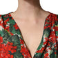 Dolce & Gabbana Multicolor Floral Long Sleeves V-neck Dress
