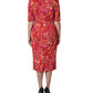Dolce & Gabbana Red Paisley Floral Print Sheath Midi Dress