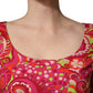 Dolce & Gabbana Red Paisley Floral Print Sheath Midi Dress