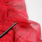 Dolce & Gabbana Red Cotton Ruched Stretch Tulle Midi Dress