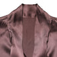 Dolce & Gabbana Violet Satin Long Sleeve Ascot Tie Shirt Top