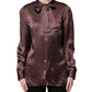 Dolce & Gabbana Violet Satin Long Sleeve Ascot Tie Shirt Top