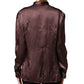 Dolce & Gabbana Violet Satin Long Sleeve Ascot Tie Shirt Top