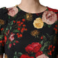 Dolce & Gabbana Black Floral Crepe Frill Detail Blouse Top