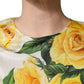 Dolce & Gabbana Yellow Rose Floral Long Sleeves Blouse Top