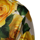 Dolce & Gabbana Yellow Rose Floral Long Sleeves Blouse Top