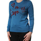 Dolce & Gabbana Blue Silk Sequined CrewNeck Pullover Sweater