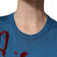 Dolce & Gabbana Blue Silk Sequined CrewNeck Pullover Sweater