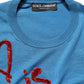 Dolce & Gabbana Blue Silk Sequined CrewNeck Pullover Sweater