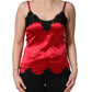 Dolce & Gabbana Red Silk Lace Trim Camisole Sleeveless Tank Top