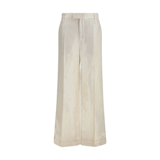 Brunello Cucinelli Beige Silk Casual Pants