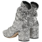 Dolce & Gabbana Silver Sequined Short Boots Stretch Shoes