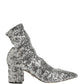 Dolce & Gabbana Silver Sequined Short Boots Stretch Shoes