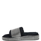 Dolce & Gabbana Black Crystal Embellished Platform Slides Shoes