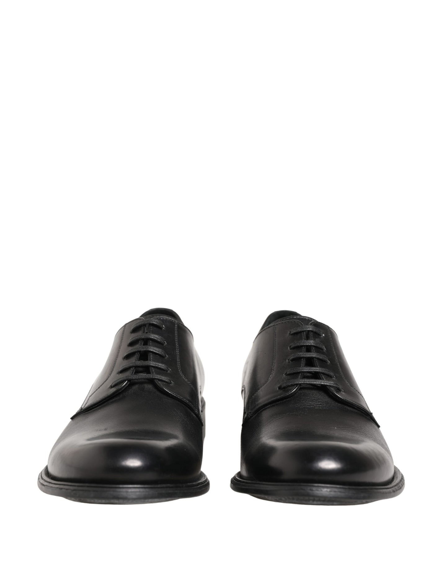 Dolce & Gabbana Black Calfskin Leather Derby Men Dress Shoes