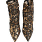 Dolce & Gabbana Gold Leopard Sequin Sock Ankle Boots Shoes