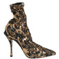 Dolce & Gabbana Gold Leopard Sequin Sock Ankle Boots Shoes