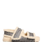 Dolce & Gabbana Beige Faux Fur Logo Print Flats Sandals Shoes