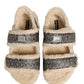 Dolce & Gabbana Beige Faux Fur Logo Print Flats Sandals Shoes