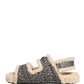 Dolce & Gabbana Beige Faux Fur Logo Print Flats Sandals Shoes