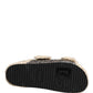 Dolce & Gabbana Beige Faux Fur Logo Print Flats Sandals Shoes