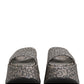 Dolce & Gabbana Gray Leather Monogram Logo Sandals Shoes