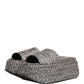 Dolce & Gabbana Gray Leather Monogram Logo Sandals Shoes