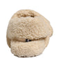 Dolce & Gabbana Beige Faux Fur Slides Men Flats Sandals Shoes