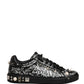 Dolce & Gabbana Black Portofino Graffiti Stud Sneakers Shoes