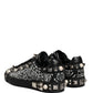 Dolce & Gabbana Black Portofino Graffiti Stud Sneakers Shoes